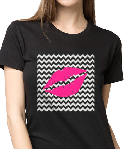 Pink Lips Custom Printed T-Shirt Anbro2 Kuwait Women Fashion Clothing Online Shopping Apparel