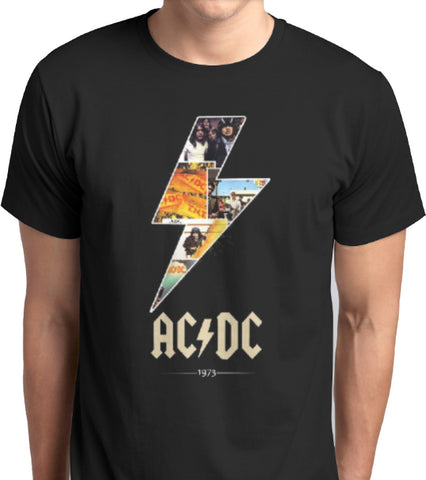 ANBRO2 STORE - ACDC 1973 Custom Printed T-Shirt Kuwait Music Rock Heavy Metal Men Fashion Apparel Clothing Fashion