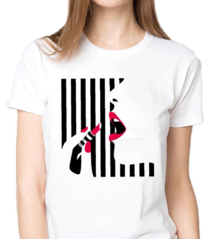 ANBRO2 Kuwait - Sexy Lipstick Custom Printed T-Shirt Women Fashion Design Apparel Clothing