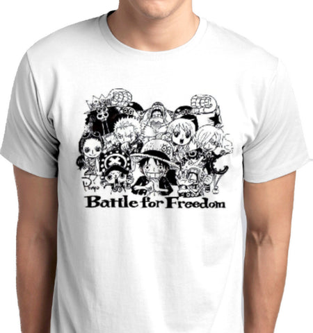 One Piece War of Freedom Custom Printed T-Shirts Men Fashion Apparel Clothing Music Pop Rock printed at ANBRO2 Kuwait 