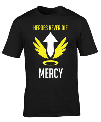 Overwatch Mercy Heroes Never Die Tshirt Custom printing Kuwait Apparel Clothing Fashion Men Women Kids Stylish