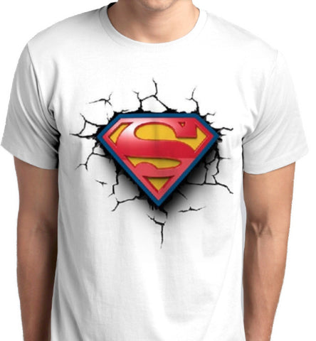 ANBRO2 Store Kuwait Superman Cracked the Wall Custom Printed T-Shirt Men Fashion Apparel Clothing Online Shopping